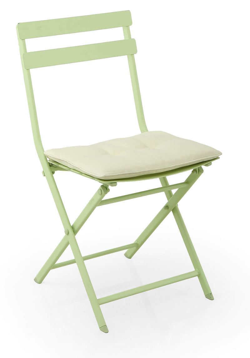 Set Tavolino e 2 Sedie Pieghevoli da Giardino in Acciaio Kraus Tiziano Verde