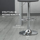 Set 2 Sgabelli con Schienale 42x45x89-110 cm in Similpelle Grigio