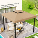 Tetto per Gazebo 300x300 cm a 2 Livelli con 8 Fori di Drenaggio in Poliestere Cachi      