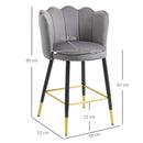 Set 2 Sgabelli 59x52x90 cm in Tessuto Poliestere Vellutato Grigio