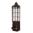 Set 3 Lanterne in Legno marrone scuro rettangolare