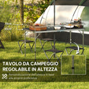 Set Tavolo da Campeggio Pieghevole e Regolabile con 4 Sedie in Alluminio e MDF Nero      