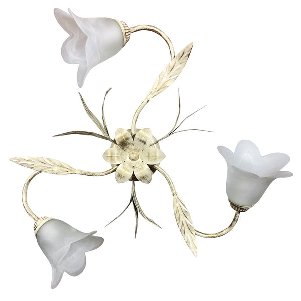 Deckenleuchte 3xE14 Elfenbein Gold Rahmen Weiß Schwammglas E-Energy Amelia online