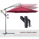 Ombrellone Decentrato da Giardino in Metallo Ø3x2.6m Bordeaux 