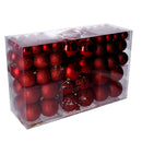 Set 100 Palline Decorative per Albero di Natale in Plastica rosso cm Ø4,6,8