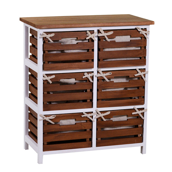 Kommode mit 6 Schubladen aus Holz 58x30x66cm Adami Atena Nussbaum und Weiß sconto