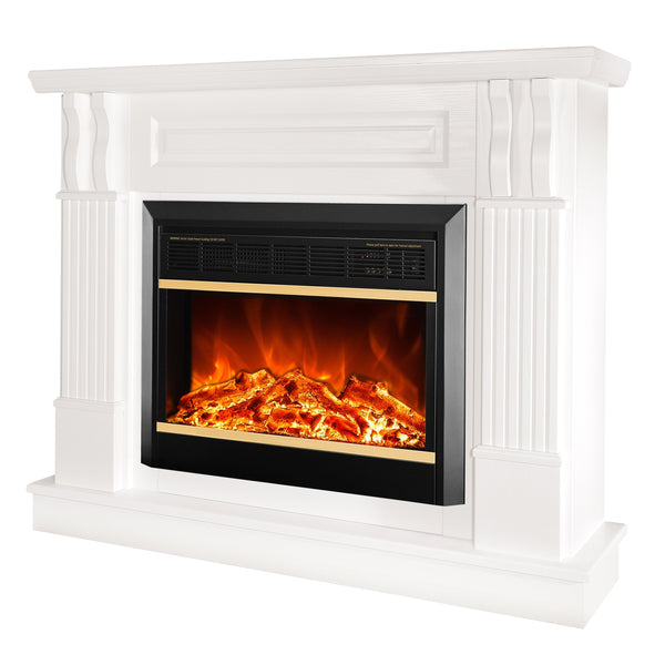 sconto Camino Elettrico da Pavimento 96x113x30 cm Effetto Fiamma 1500W Verona Mini & Mars Bianco