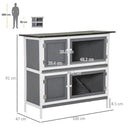 Conigliera per Interno e Esterno a 2 Piani  100x47x91 cm con Tetto in Bitume in Legno di Abete Grigia