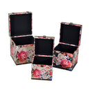 Set 3 Scatole in Similpelle fiori crema quadro