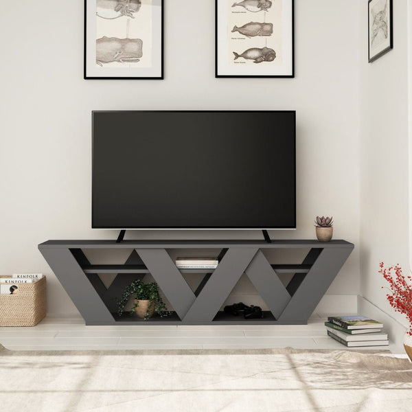 sconto Mobile TV Moderno 1 Ripiano 158x30x40 cm in MDF Ralla Antracite