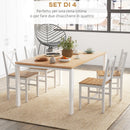 Set 4 Sedie per Cucina e Soggiorno con Schienale a Croce 41x46,5x86 cm in Legno di Pino Bianco e Rovere