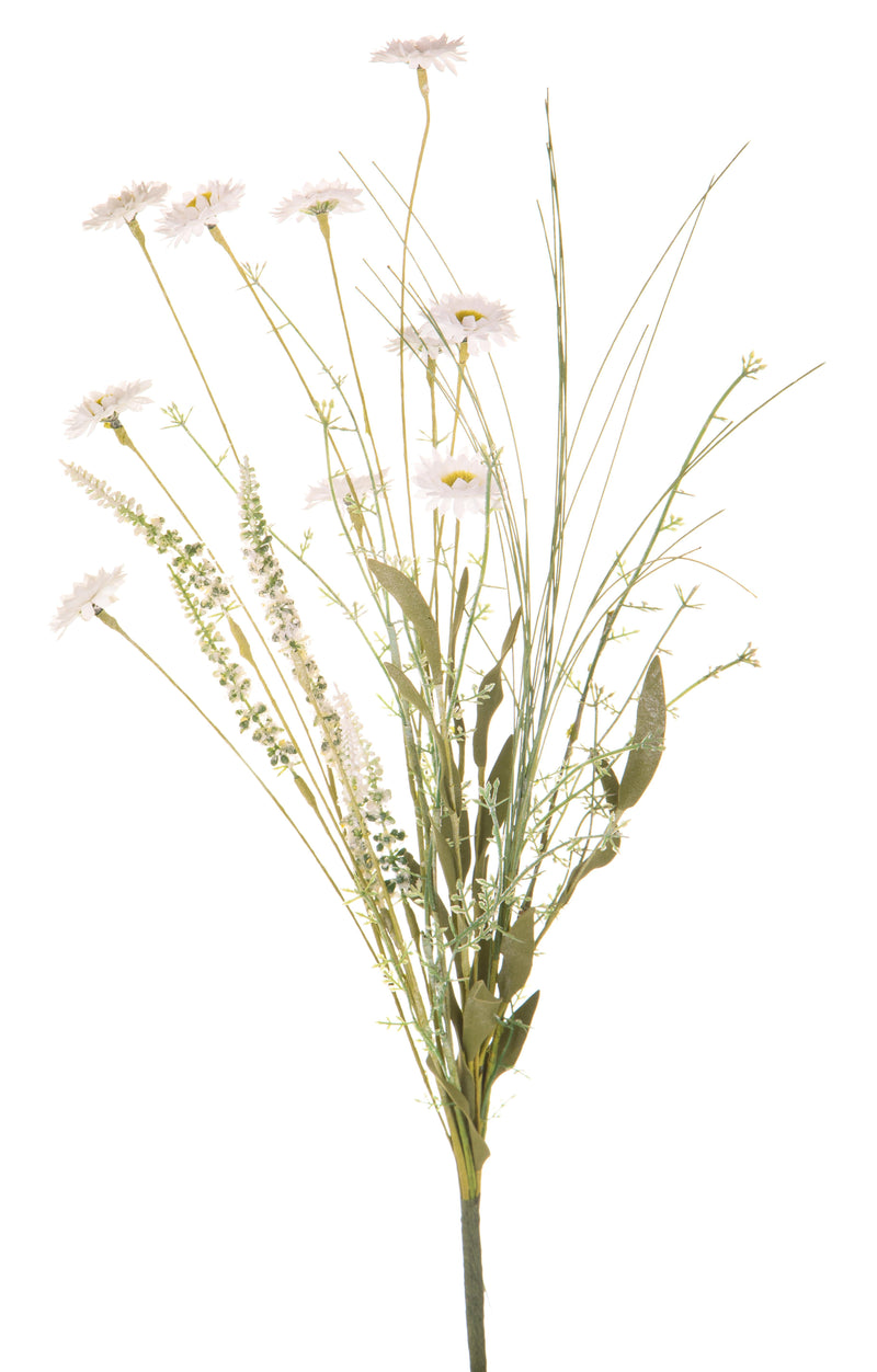 Set 4 Fiori Artificiali di Campo con Margherita Altezza 60 cm Bianco