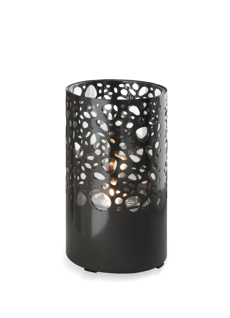 Biocamino da Tavolo 16,5x16,5xH27 cm in Metallo e Vetro Lighthouse Marrone Scuro