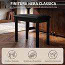 Sgabello per Pianoforte Imbottito 44,5x30x50 cm con Gambe in Legno e Rivestimento in Finta Pelle PU Nero      