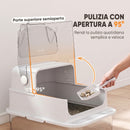 Lettiera Gatti Chiusa XL 3 in 1 90 L 70x50x46 cm con Coperchio Rimovibile e Paletta in Acciaio Inox e ABS Bianco      