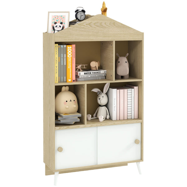 online Libreria per Bambini con Ripiani Aperti e Armadietto 80x30x140,5 cm Bianco e color Legno
