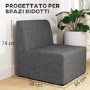 Poltrona Letto Singolo con Cuscino 66x70x74 cm in Tessuto Effetto Lino e Metallo Grigio   