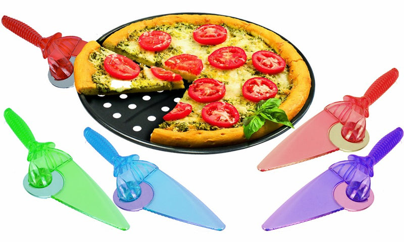 Paletta e lama rotante taglia pizza 2 in 1 in accio inox Taglia e Servi Celeste
