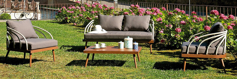 Set da Giardino in Alluminio e Corda Vorghini Imperia Legno e Grigio