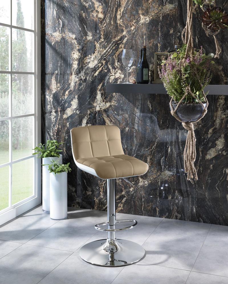 Set 2 Sgabelli Bar 36x38,5xH83/98 cm in Similpelle Kurt Tortora