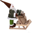 Pupazzo Babbo Natale in Tessuto con slitta verde cm 33x12xh30