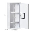 Armadietto Medicinali a 3 Ripiani con Porta Magnetica 30x12x60 cm in Acciaio Bianco