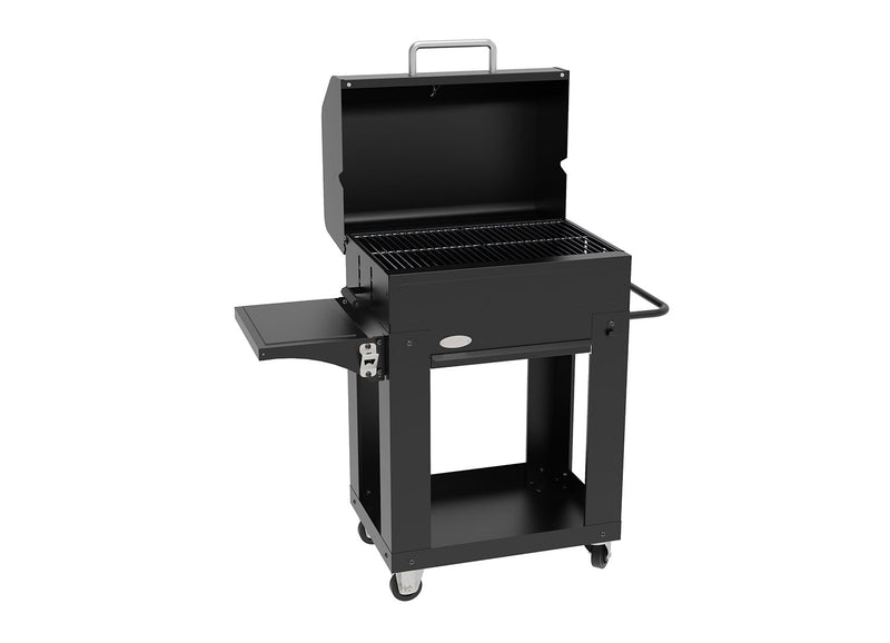 Barbecue a Carbone 110x44x120 cm con Coperchio Affumicatore in Acciaio Miranda Nero