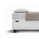 Letto Singolo Contenitore Imbottito Similpelle Bianco BoxMax Testata Flat Varie Misure