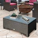 Tavolino Basso da Giardino 85x50x39 cm in Rattan PE Nero
