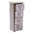 Cassettiera in Legno 4 Cassetti 29x22H71,5cm Demetra Cuore