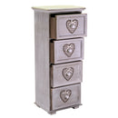 Cassettiera in Legno 4 Cassetti 29x22H71,5cm Demetra Cuore
