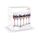 Set 6 Bicchieri da Champagne Chic Flûte in Vetro VdE Tivoli 1996 Trasparente e Rose Gold