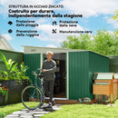 Casetta Box da Giardino Porta Attrezzi 345x280,5x169-201cm con Porte Scorrevoli in Acciaio Verde 