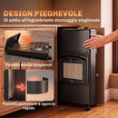 Stufa a Gas ed Elettrica Pieghevole 4,2 kW 42x46x75 cm con 3 Livelli di Calore e Sensore ODS in Metallo Nero      