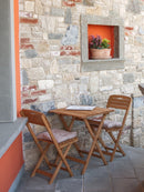 Set Tavolino e 2 Sedie Pieghevoli da Giardino con Cuscini in Legno di Carpino