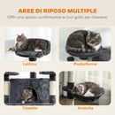 Albero Tiragraffi per Gatti 60x60x200 cm con Casette e Amache in Peluche e Sisal Grigio Scuro      