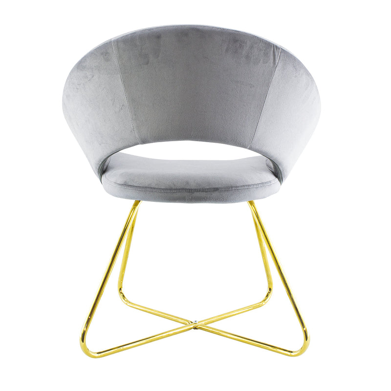 Poltrona Imbottita 66x65x68 cm in Tessuto Effetto Velluto Grigio