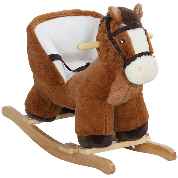 prezzo Cavallo a Dondolo per Bambini in Legno e Peluche Cavallo Marrone