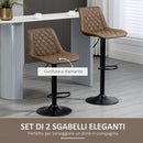Set 2 Sgabelli da Bar Altezza Regolabile e Girevoli in Finta pelle PU Marrone Scuro  