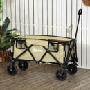 Carrello da Giardino Pieghevole 78L 105x52x70-110 cm in Acciaio Tessuto Oxford e Plastica Cachi