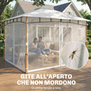 Gazebo da Giardino 360x300x275 cm Tetto Doppio in Metallo e Poliestere UPF50+ con Rete Crema      