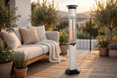Stufa Elettrica ad infrarossi da Esterno 38,8x41,7x 166,8 cm in Fibra di Carbonio con Luce Led Skyline Pro Bianco