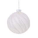 Set 4 Palline Decorative per Albero di Natale con Glitter Ø10 cm Bianco/Glitter