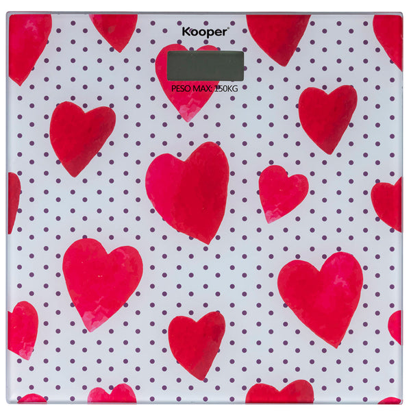 Elektronische Personenwaage Max 150 Kg aus weißem Kooper-Glas mit Herzen online