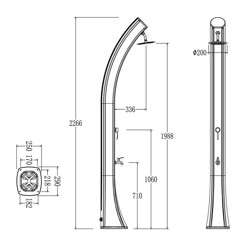 Doccia Solare da Giardino 40 L in Polietilene HD Rio XXL Bianco  