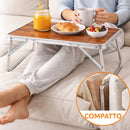 Tavolo Vassoio Pieghevole 60x40x25 cm Tavolino per Divano Letto in Alluminio e MDF Legno      