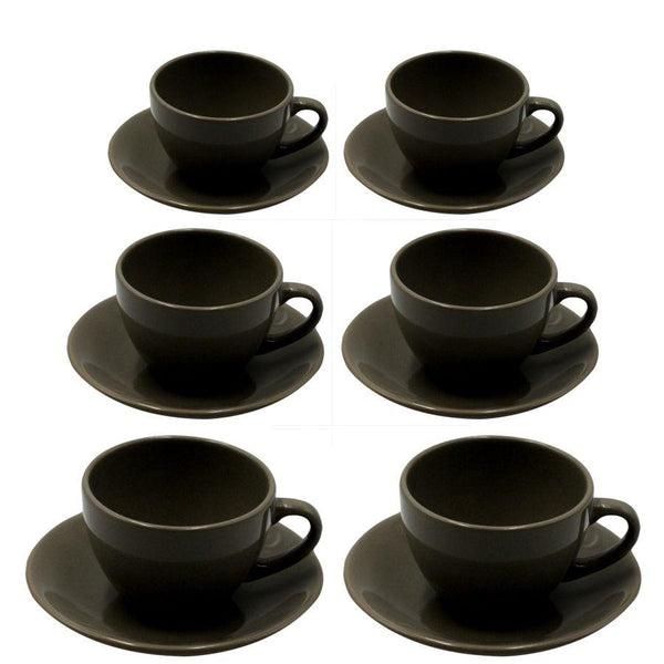 acquista Set 6 Tazzine da Caffè con Piattino 8x7xh5 cm in Gres Porcellanato Romeo Tortora