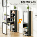 Scrivania Moderna Pieghevole 98x51x153 cm con Libreria e Lavagna in Legno e Metallo Nero      