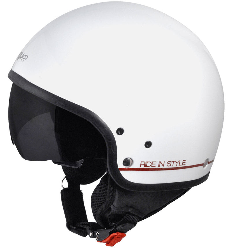 Casco Demi-Jet per Scooter Occhiale a Scomparsa SKA-P 1 NG Slim Bico Bianco Metal