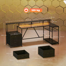 Scrivania da Gaming Angolare 192,5x80x86,5 cm con Hub di Ricarica Luci LED e Supporto Monitor in Legno e Acciaio Nero      